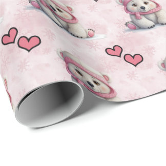 Regalo Papel de envoltura de oso polar rosado