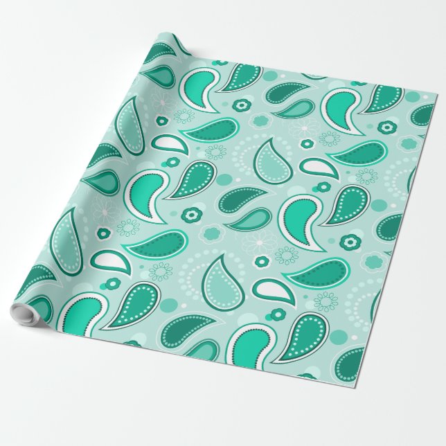 Regalo papel de envoltura de paisley verde (Desenrollado)