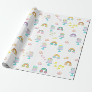 Regalo papel de envoltura de pastel de arcoiris lindo