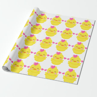 Regalo papel de envoltura de pato de goma amarillo lindo
