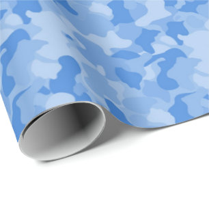 Regalo papel de envoltura de patrón de camo azul para beb