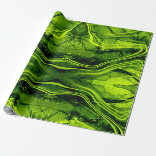 REGALO PAPEL DE ENVOLTURA DE PATRÓN DE MÁRMOL - VERDE LÍM
