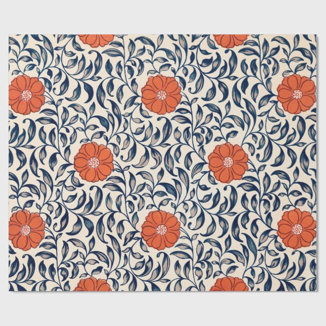 REGALO PAPEL DE ENVOLTURA DE PATRÓN FLORAL CHINO (Superficie plana)