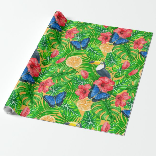 Regalo Papel de envoltura de patrón tropical (Desenrollado)