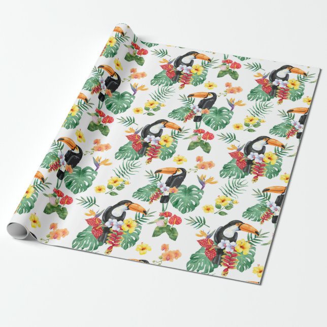 Regalo Papel de envoltura de patrón tropical (Desenrollado)