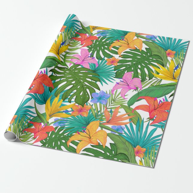 Regalo Papel de envoltura de patrón tropical (Desenrollado)