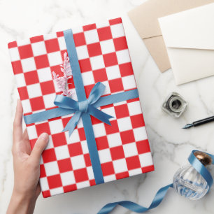 Regalo Papel de envoltura de patrones de cuadros blancos 