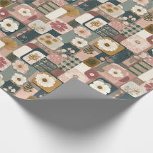 Papel de envoltura de patrones de mosaico floral