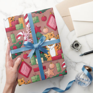 Regalo Papel de envoltura de patrones de tema de navidade