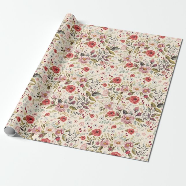 Regalo Papel de envoltura de patrones florales (Desenrollado)