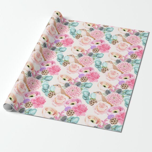 Regalo Papel de envoltura de patrones florales (Desenrollado)