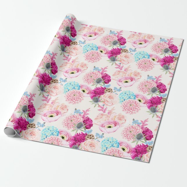 Regalo Papel de envoltura de patrones florales (Desenrollado)