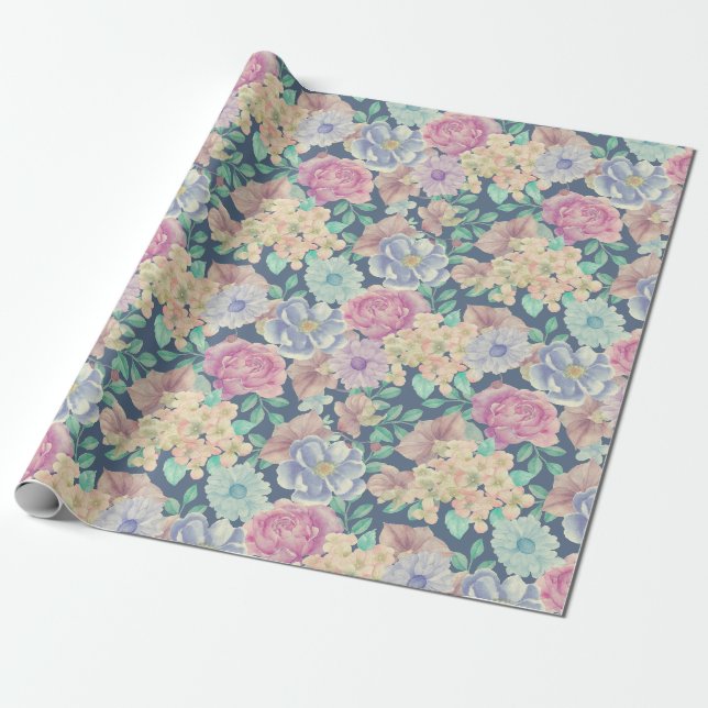 Regalo Papel de envoltura de patrones florales (Desenrollado)