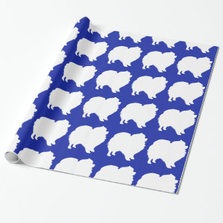 Regalo Papel de envoltura de pomerania azul de silueta bl
