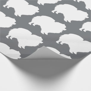 Regalo Papel de envoltura de pomerania silueta blanca gri
