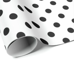Regalo Papel de envoltura de puntos de polka blanco y neg