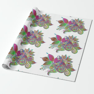 Regalo papel de envoltura de ramo arco iris