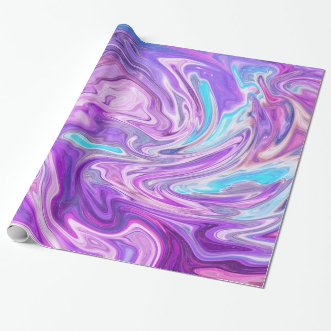 Regalo papel de envoltura de remolinos rosa azul y morado (Desenrollado)