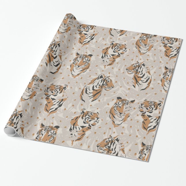 Regalo papel de envoltura de safari de un tigre salvaje (Desenrollado)
