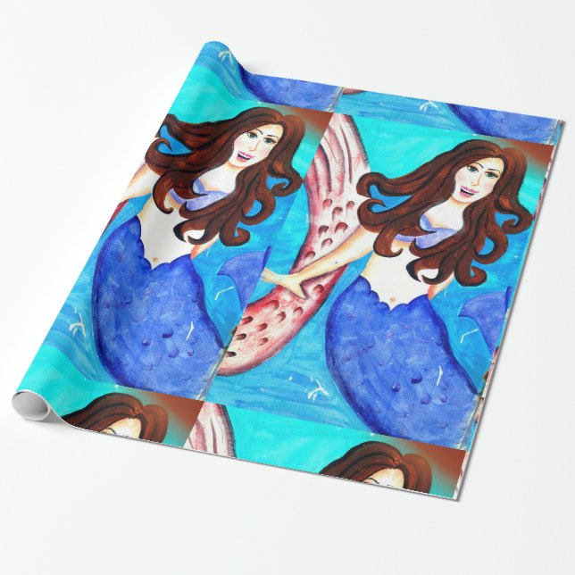Regalo papel de envoltura de sirena de morena (Desenrollado)