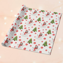 Regalo Papel de envoltura de snowman con foto graciosa pe