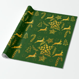 Regalo Papel de envoltura de Star Leap Forest Green
