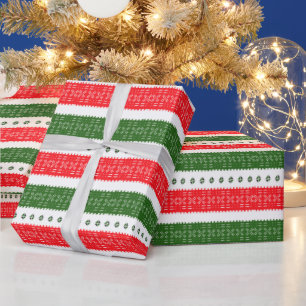 Regalo Papel De Envoltura De Tapos Rojos Verde Y Blanco