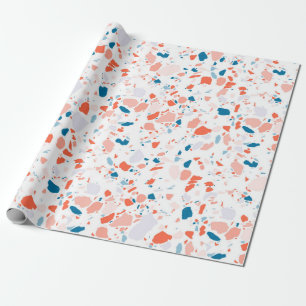 Regalo Papel de envoltura de terrazo rosa y azul hecho a
