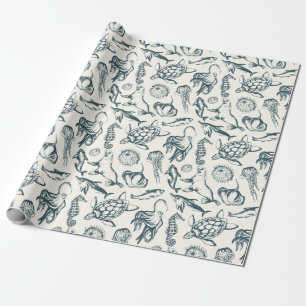 Regalo Papel de envoltura de vida marina náutica
