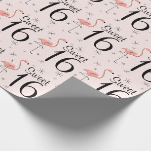 Regalo Papel de envoltura Flamingo Rosa "Sweet 16"