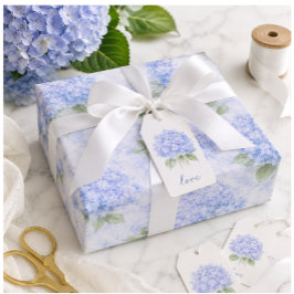Regalo Papel de Envoltura Floral Hortensia Azul
