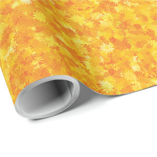Regalo papel de envoltura floral naranja