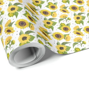 Regalo Papel de envoltura lindo amarillo floral girasol