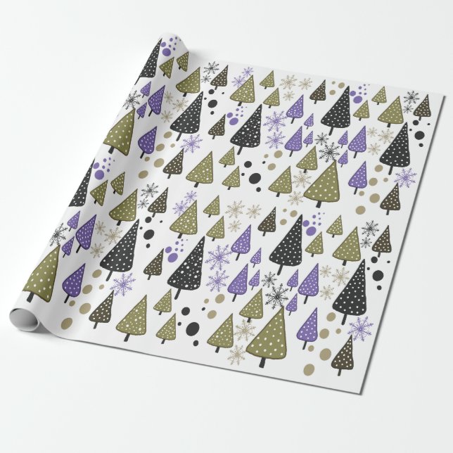 Regalo Papel de envoltura Little Forest Sage-Purple (Desenrollado)