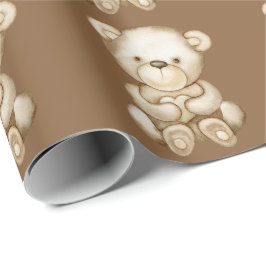 Regalo Papel de envoltura marrón de oso de peluche