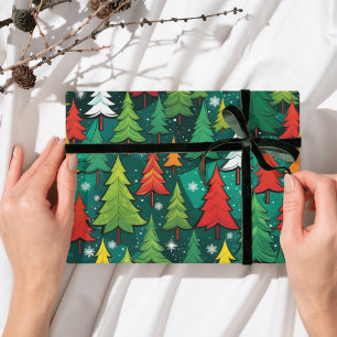 Regalo Papel de envoltura moderno de árbol de Navidad