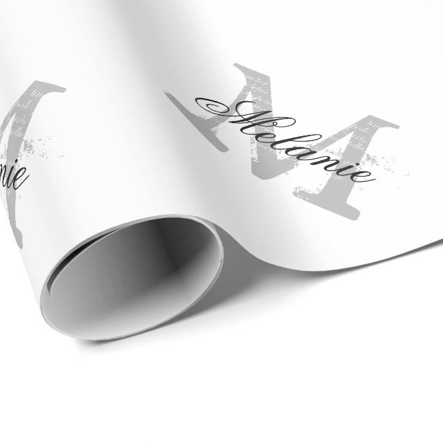 Regalo Papel de envoltura monograma con nombre de moda pe (Esquina del rollo)