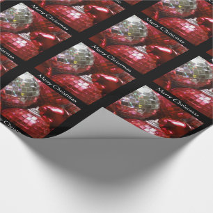 Regalo Papel de envoltura navideño rojo baubles moras neg