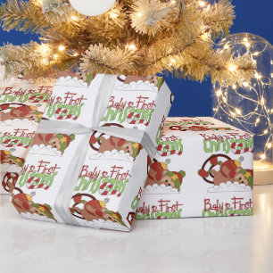 Regalo Papel de envoltura para el primer mono de Navidad