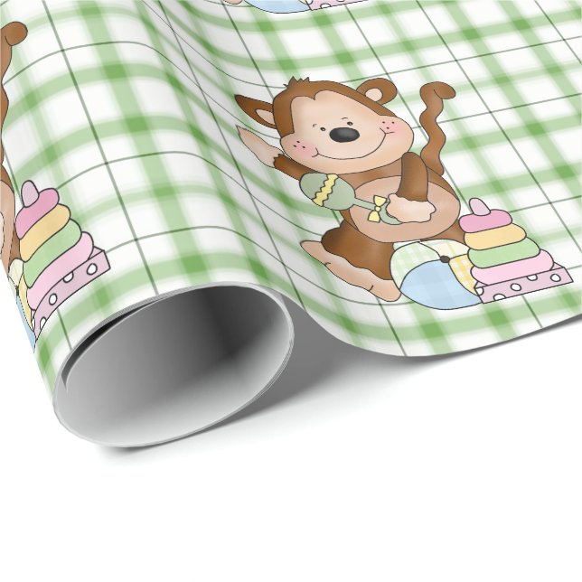 Regalo Papel de envoltura para personalizado de mono Baby (Esquina del rollo)