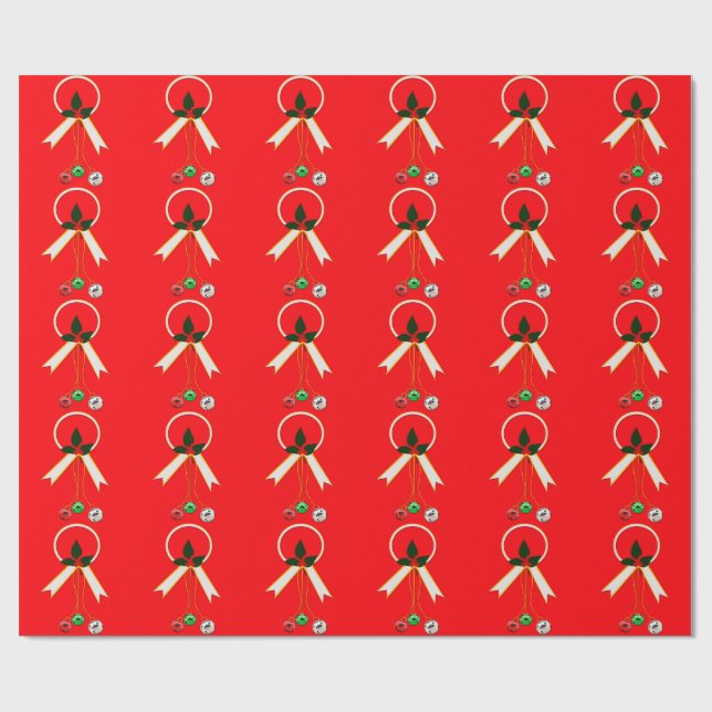 Regalo Papel De Envoltura Rojo Oro Y Blanco (Superficie plana)