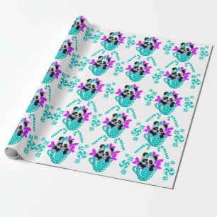 Regalo Papel de envoltura Verde azulado para Navidades Pa