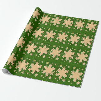 Regalo Papel de envoltura verde con copos de nieve