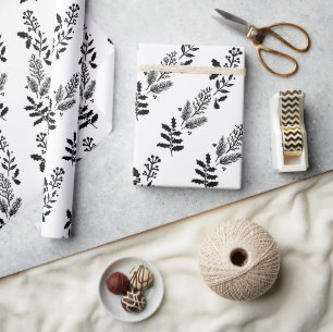 Regalo papel de envoltura verde para Navidades negros y b