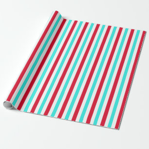 Regalo Papel de envolver a rayas turquesas, rojo y blanco