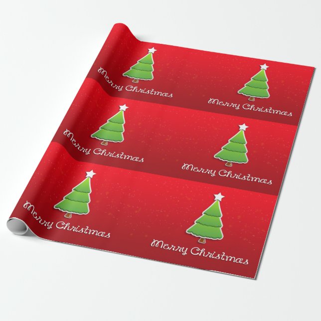 Regalo Papel de envolver árbol de Navidad alegre (Desenrollado)