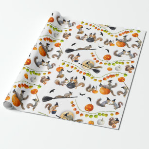 Regalo Papel de envolver ardillas de bruja de Halloween