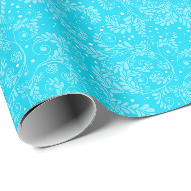 Regalo Papel de envolver azul floral elegante (Esquina del rollo)