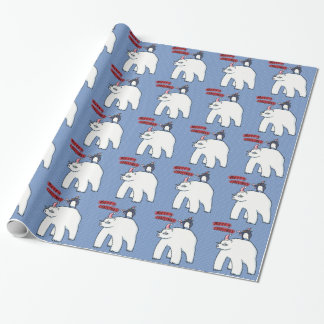 Regalo Papel de envolver azul para Navidades de oso polar