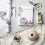 Regalo Papel de envolver blanco lavanda rústico vintage<br><div class="desc">Papel de envolver blanco lavanda vintage rústico acuarela.</div>